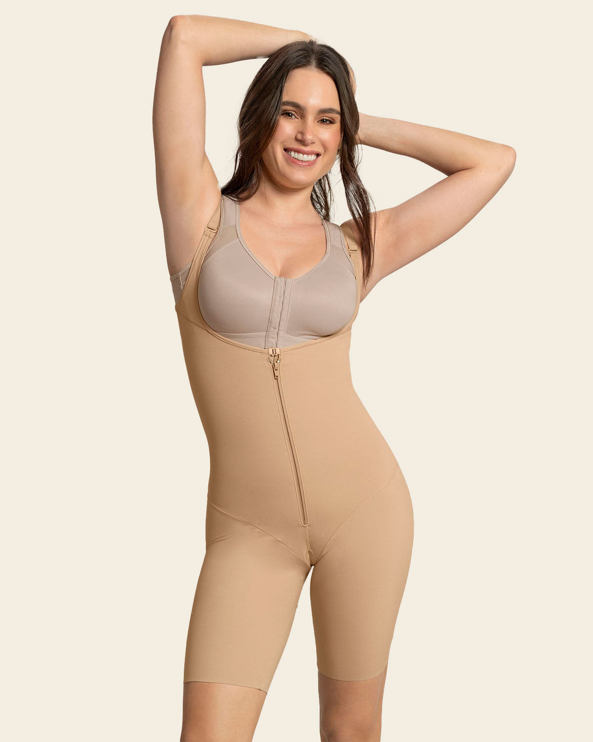 Post-Surgical Mid-Thigh Girdle made of Soft Compression Fabric, Hook-and-Zip Closure