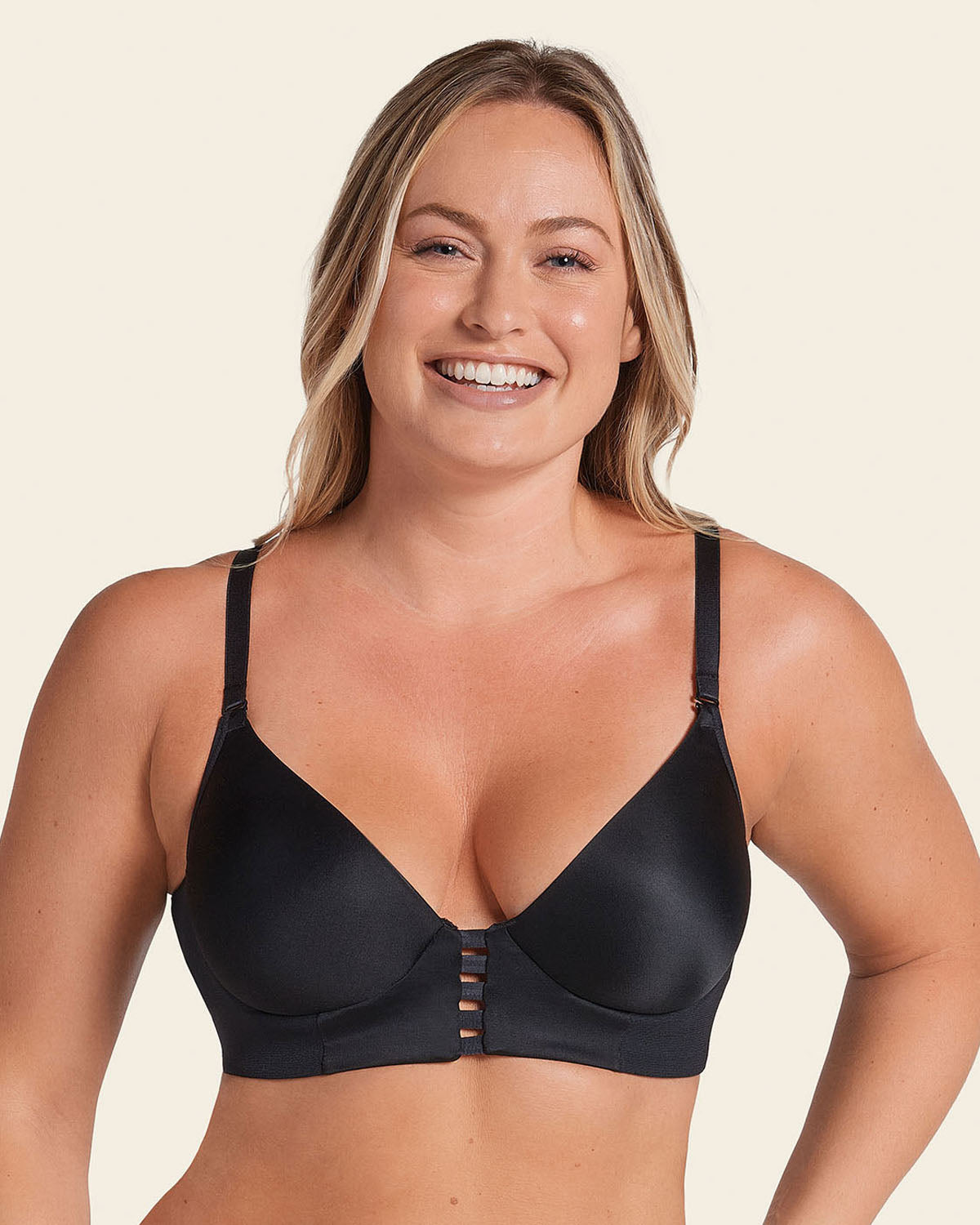 Memory Foam Push-Up Underwire Bustier Bra with Strappy Front