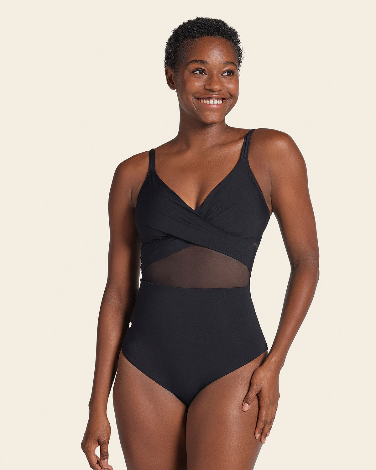 Contrast Detail One Piece Swimsuit with Slimming Compression