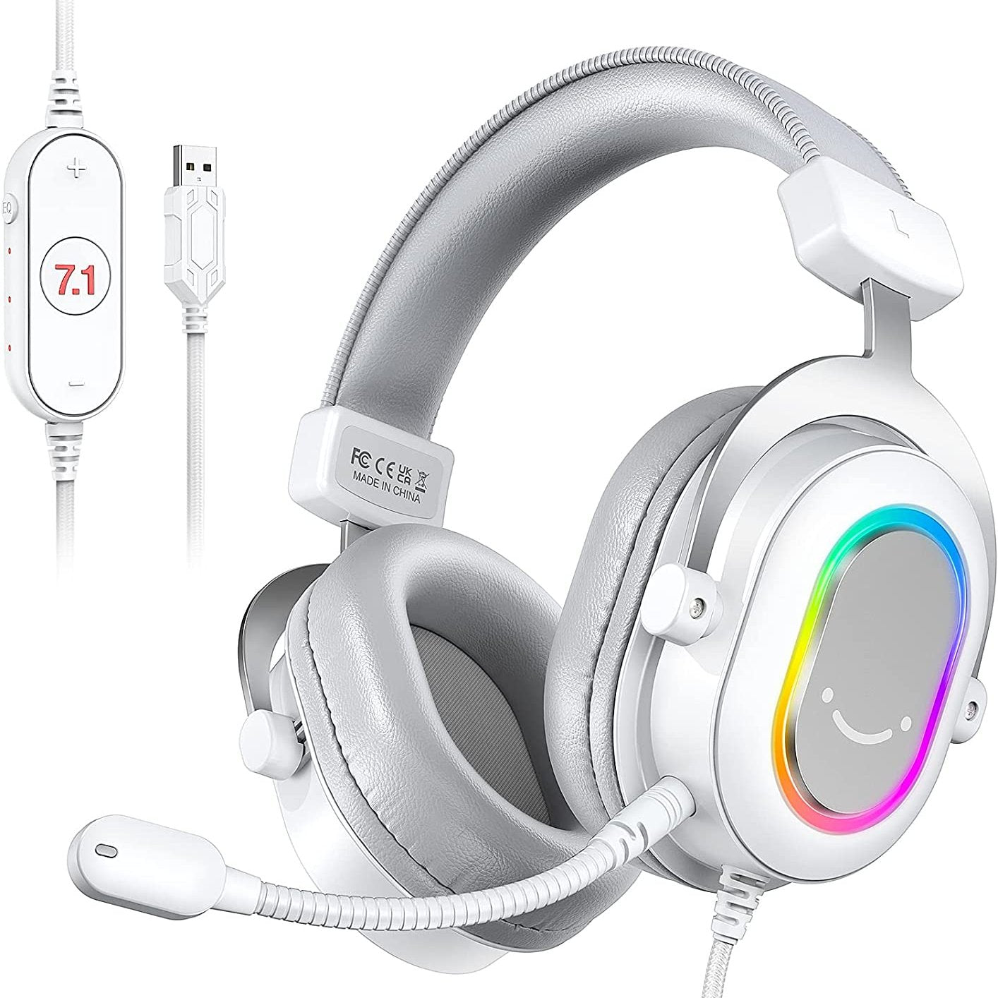 FIFINE AmpliGame H6 USB Headset for PC Gaming with RGB, In-line Controls of 7.1 Surround Sound, EQ modes Volume & Mute