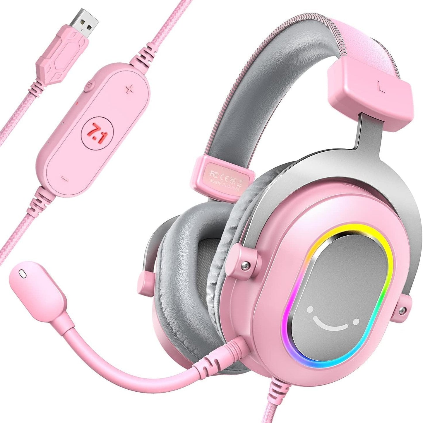 FIFINE AmpliGame H6 USB Headset for PC Gaming with RGB, In-line Controls of 7.1 Surround Sound, EQ modes Volume & Mute