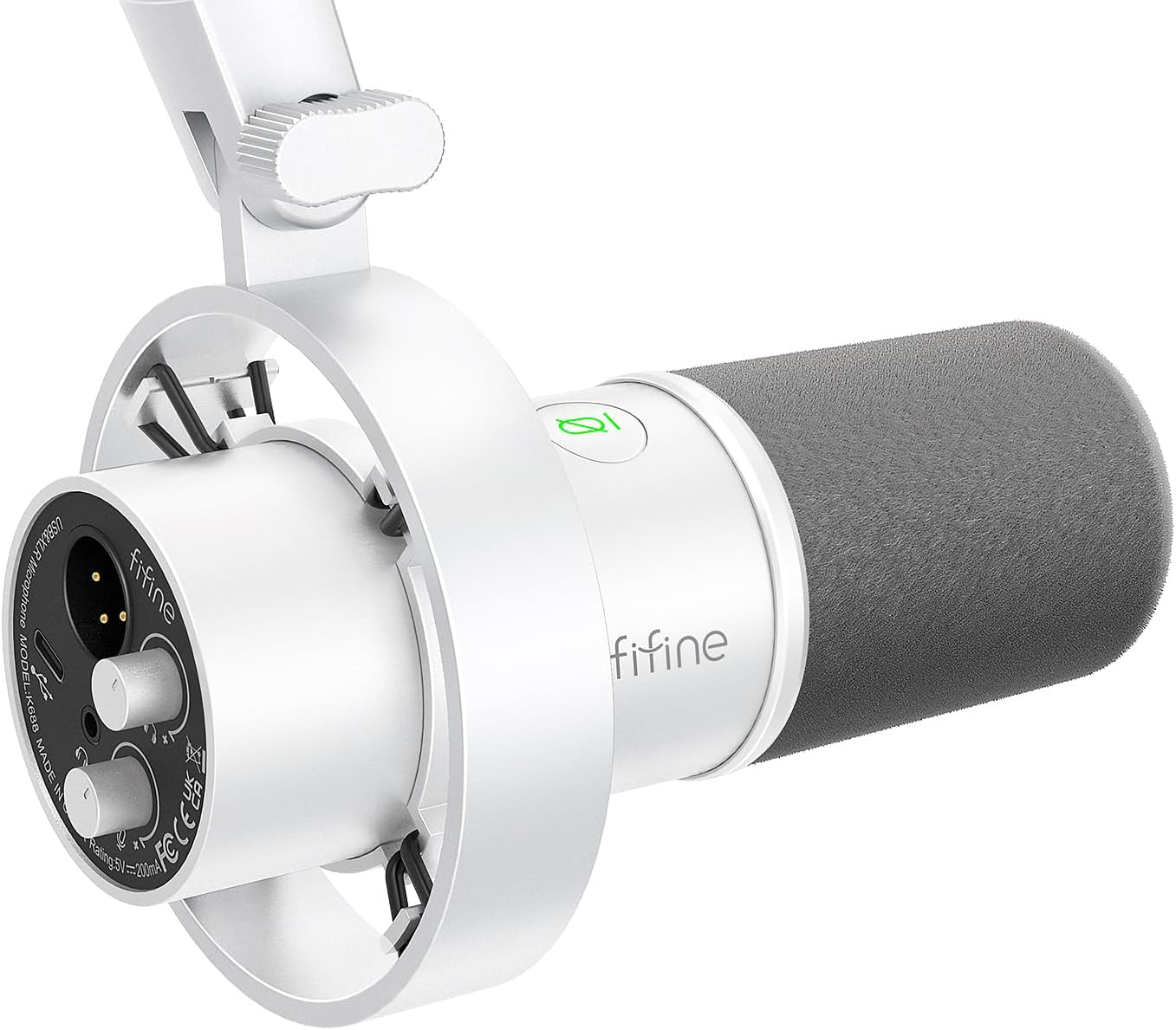 FIFINE K688 USB/XLR Dynamic Mic with Shock Mount, Touch-Mute, Headphone Jack, I/O Controls for Podcasting