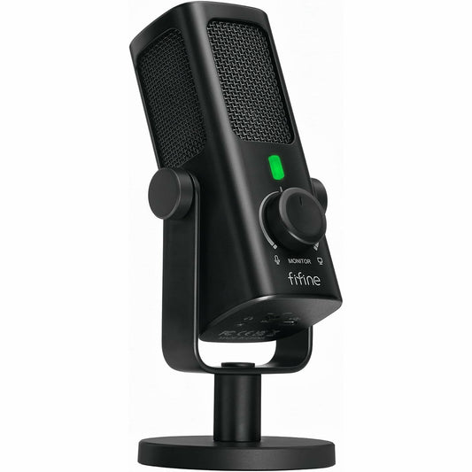 FIFINE Profile3 USB Condenser Mic with I/O & Mute Control, 24-bit/192kHz, Mic Monitor & Computer Playback Mix, Low-cut