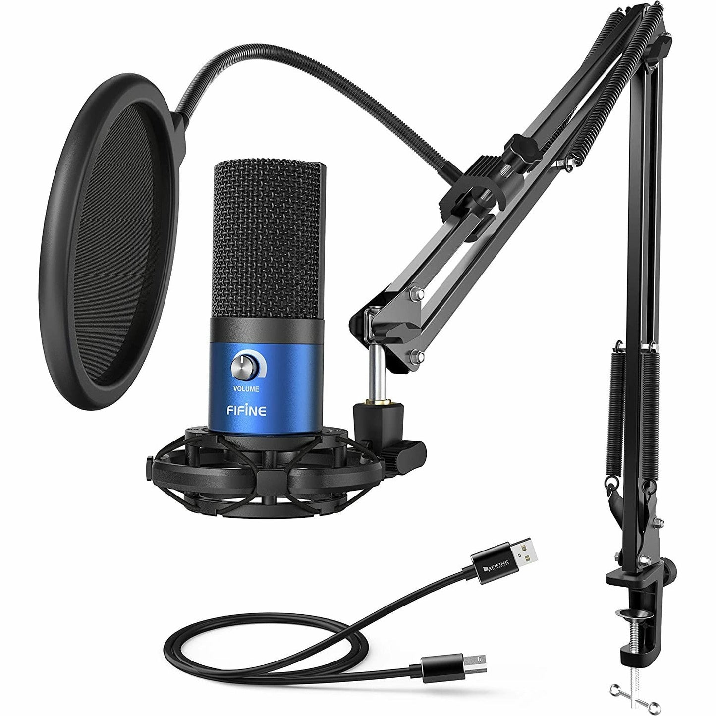 FIFINE T669 USB Microphone Bundle with Arm Stand & Shock Mount for Streaming, Podcasting on Laptop/PC