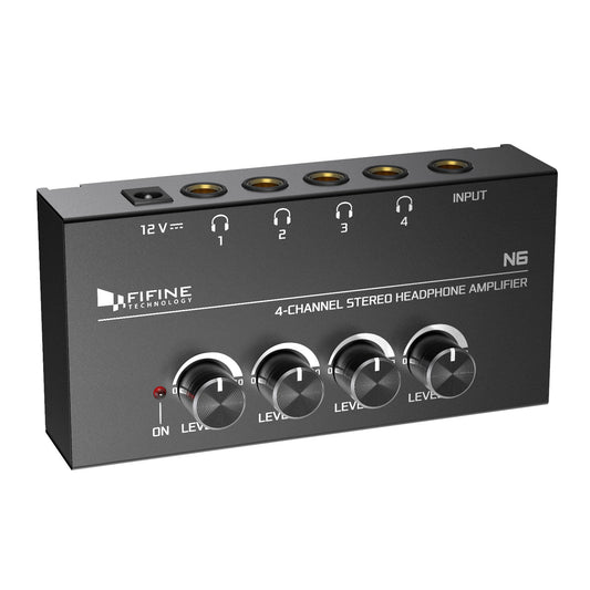 FIFINE N6 Headphone Amplifier with Stereo Output and Individual Volume Controls