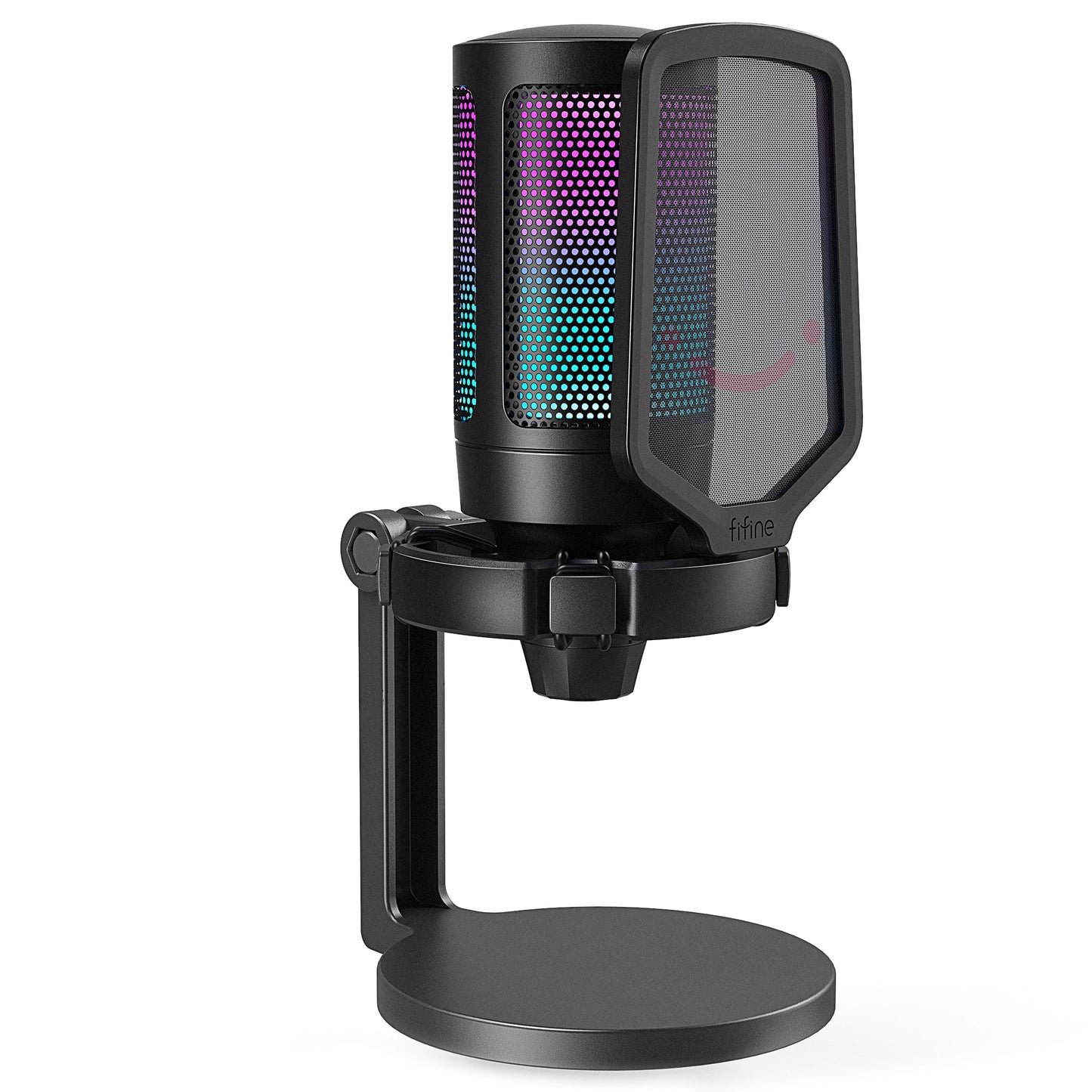 FIFINE WA6NEO USB RGB Microphone with Input Volume Control, Touch-to-mute Button, Included Base Stand & Detachable Pop Filter